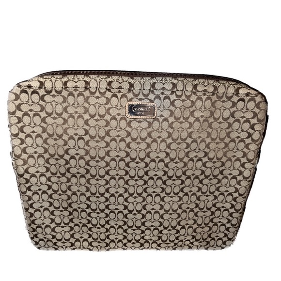 Coach Bags Coach Laptop Case Sleeve Signature Khaki Brown Jacquard Leather 1 X 14 Poshmark